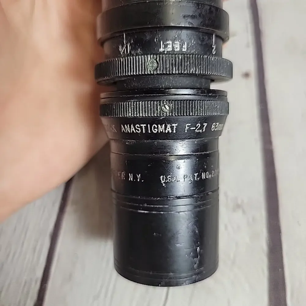 Vtg Kodak Cine Anastigmat F-2.7 63mm Movie Film Camera Lens Black Defense USA